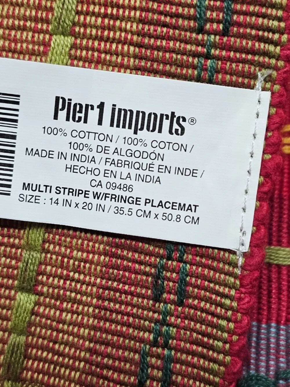4 Lot Bundle Pier 1 Stripped Fringed Placemats Southwest Boho Warm Colors
